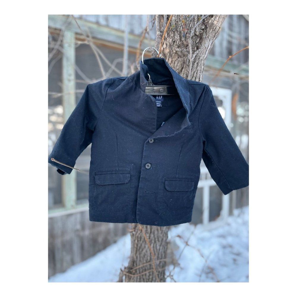 Baby Gap Navy Blue Linen Blend Blazer Sport Coat Sz 18/24M